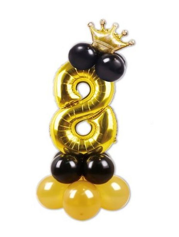 Geburtstags-Ballon-Arrangement N. 8 Schwarz Und Gold 115Cm