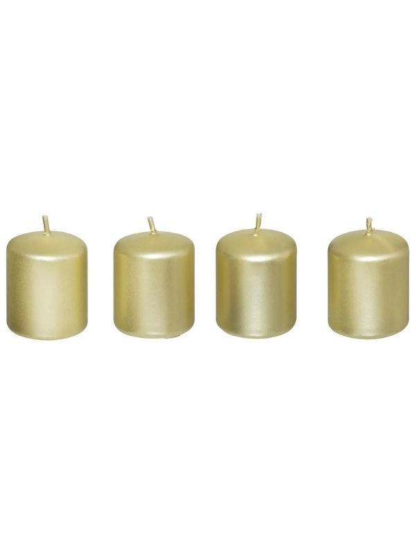 Candela Natalizia Decorativa Satinato Oro 4 Pezzi 160G