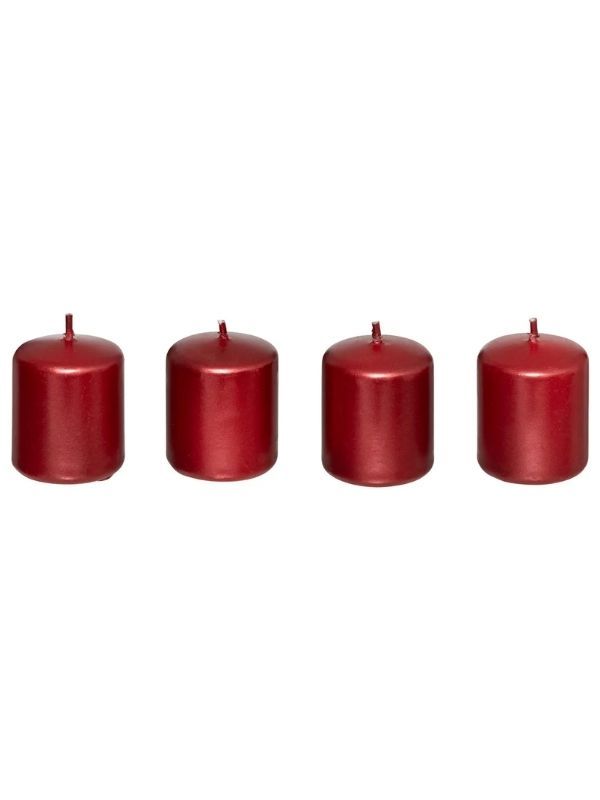 Candela Natalizia Decorativa Satinato Rosso 4 Pezzi 160G