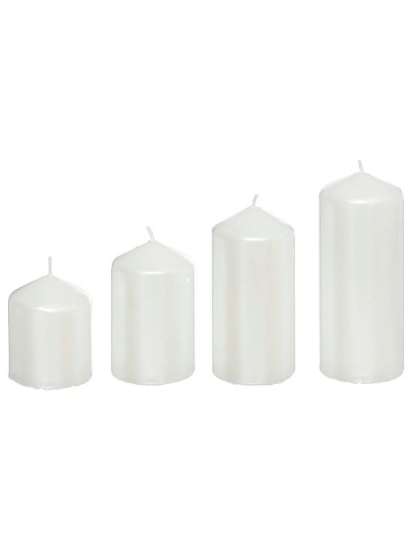 Candela Natalizia Decorativa Satinato Bianco 4 Pezzi 