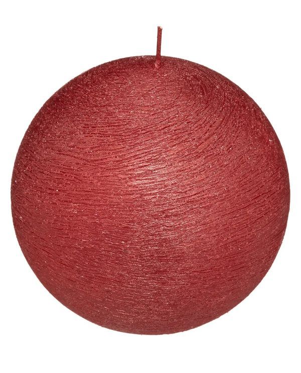 Bougie De Noël Ronde Brossée Rouge 10Cm