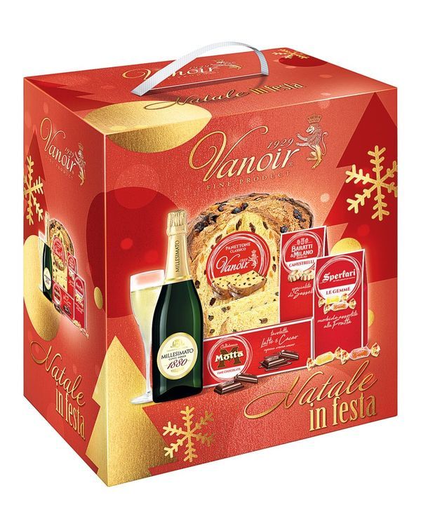 Cesto Regalo Natalizio In Festa Con Panettone 