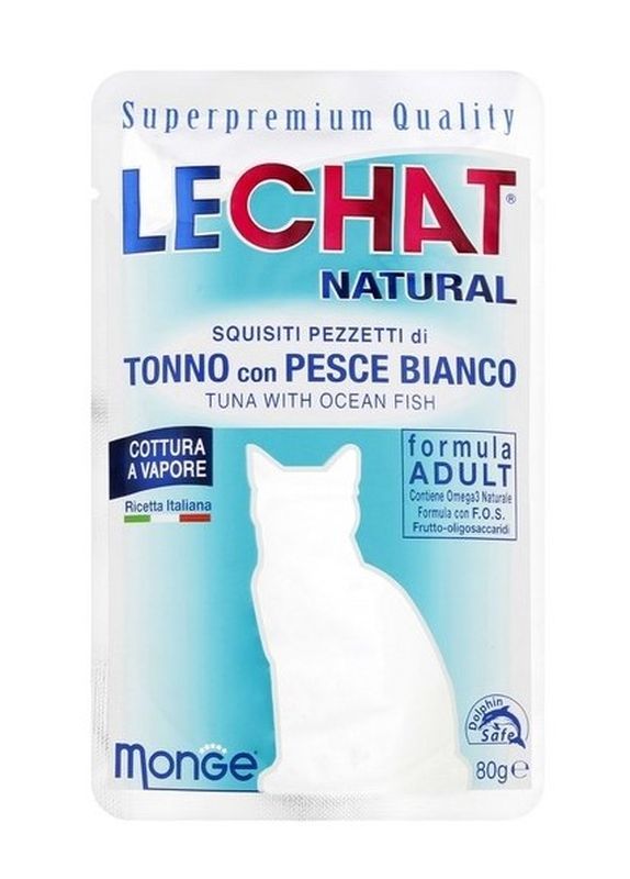 LECHAT Natural Cibo Umido Tonno E Pesce Bianco 80G