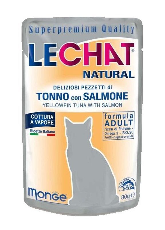 LECHAT Natural Nassfutter Thunfisch Und Lachs 80G