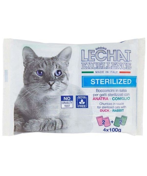 LECHAT Cibo Umido Coniglio E Anatra 4X100G