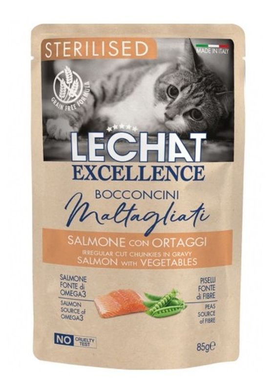 LECHAT Maltagliati Cibo Umido Salmone E Ortaggi 85G