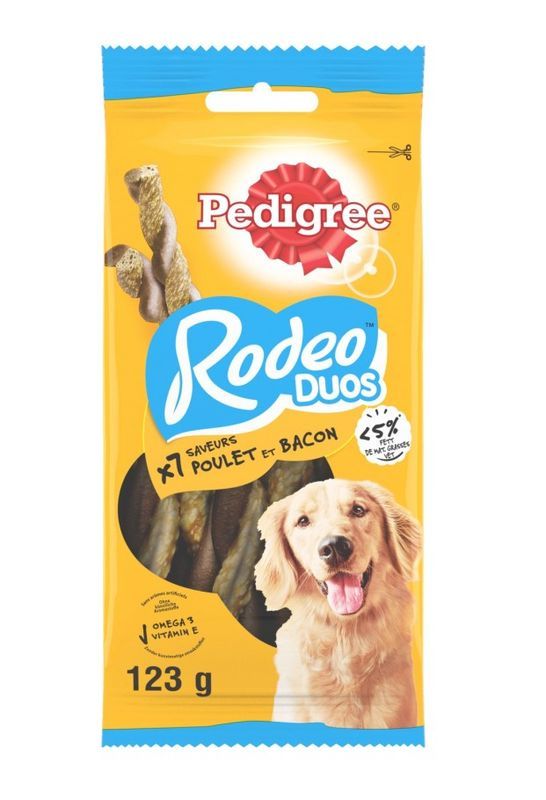 PEDIGREE Rodeo Snacks Poulet Et Bacon 123G