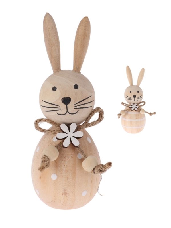 Decorazione A Tema Pasqua Coniglio In Legno 11Cm - Assortito