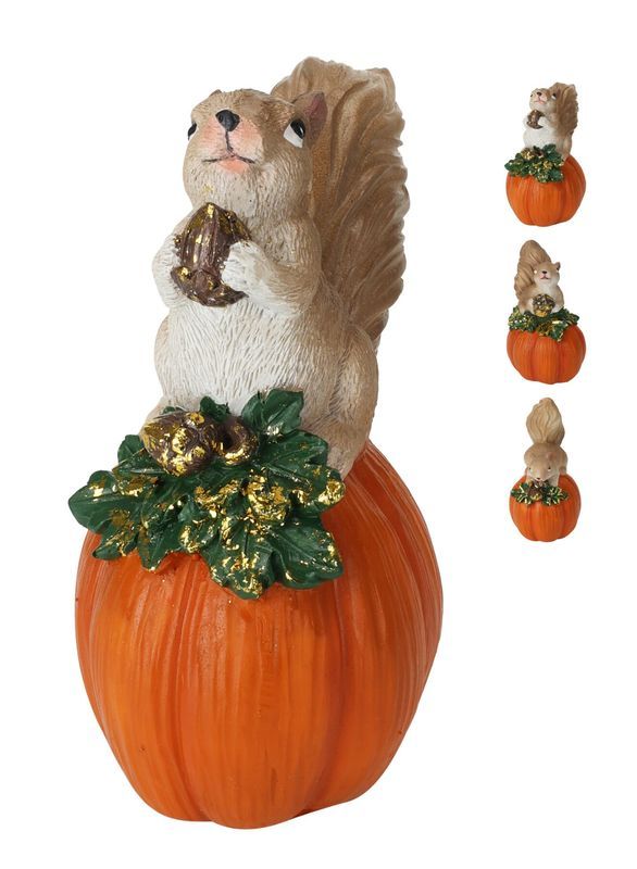 Déco D'Automne Écureuil En Résine 14Cm - Assortis