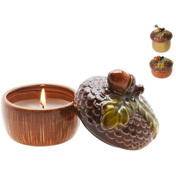 Déco D'Automne Bougie En Céramique 11Cm - Assortis