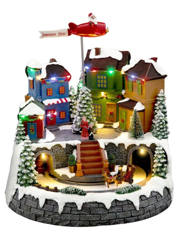 Village De Noël Avec Lumières Led 28X33Cm