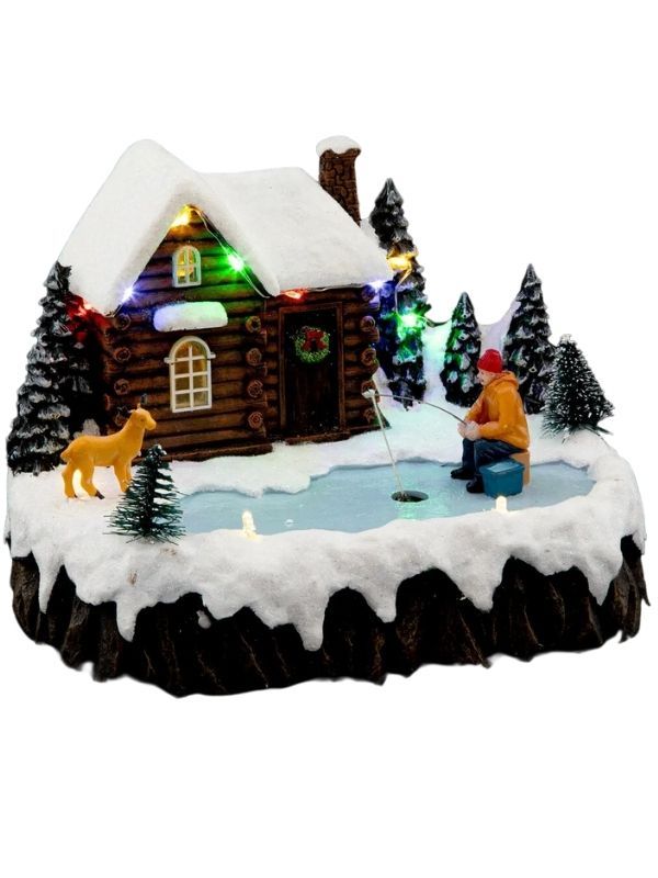 Accessoire Pour Village De Noël Étang De Pêche 20,5X15Cm