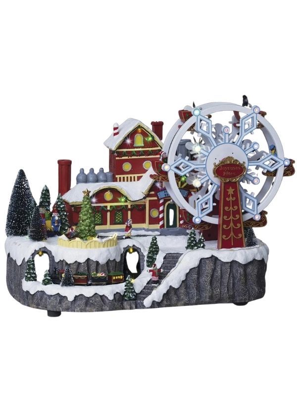 Village De Noël Grande Roue 43X31.5Cm