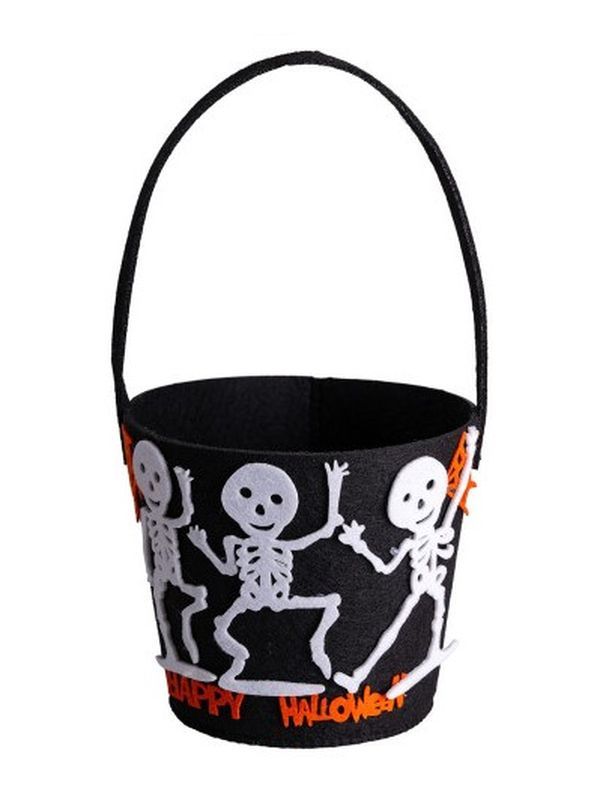 Accessoire D'Halloween Seau Squelette En Feutre 16Cm