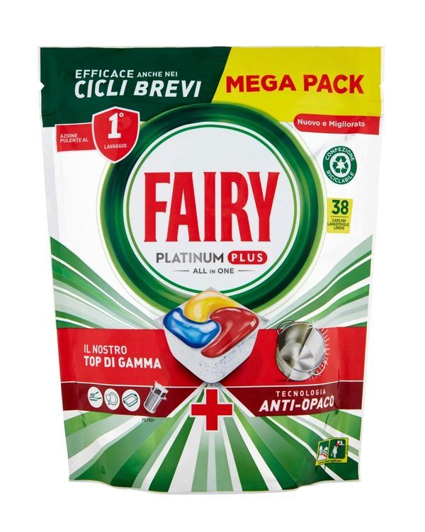 FAIRY Capsule Lavastoviglie Platinum Plus Anti-Opaco Limone 589G