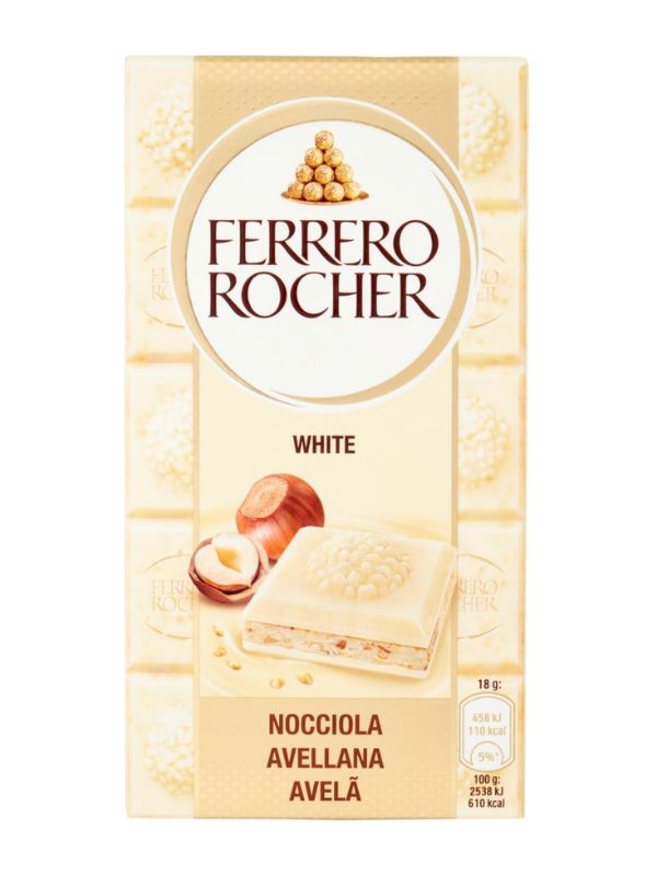 FERRERO Rocher Chocolat Blanc Et Noisettes 90G