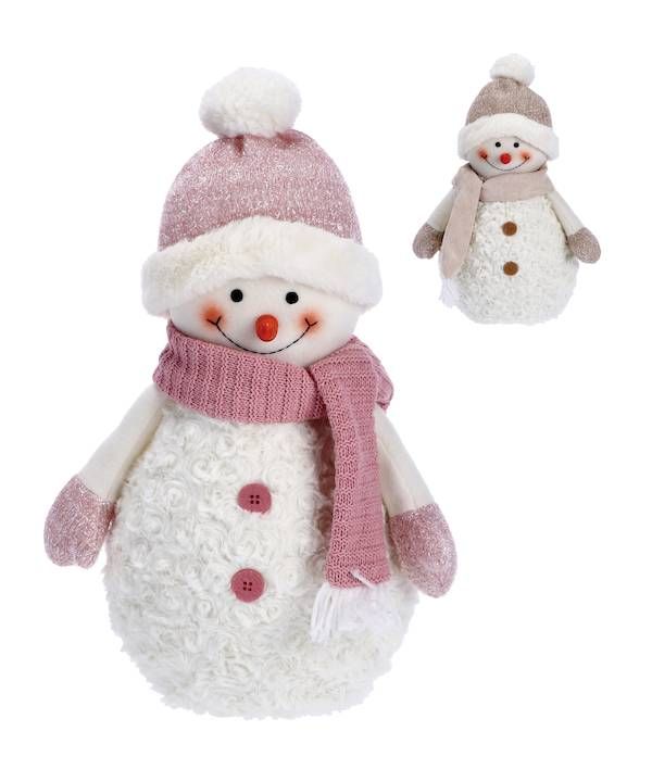 Déco Natalizia Pupazzo Di Neve Con Sciarpa E Cappello 28X38Cm - Assortito