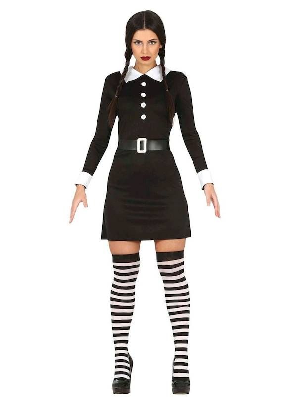 Costume Donna da Mercoledi Addams Vestito Nero