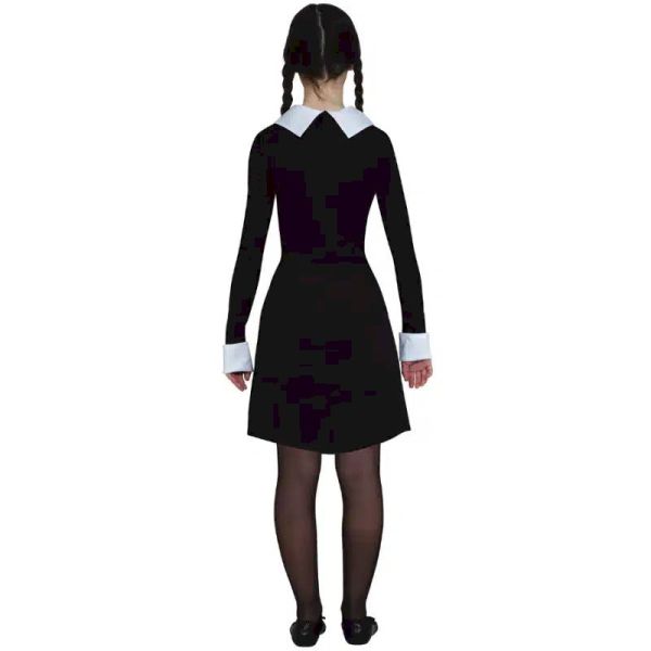 Costume Bambina da Mercoledi Addams Vestito Nero