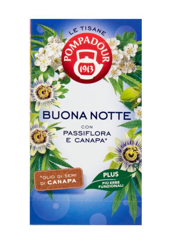 POMPADOUR Tisana Buona Notte Passiflora E Canapa 18 Bustine 