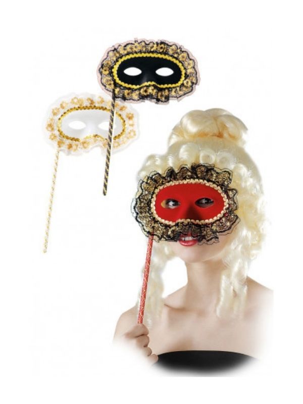 Maschera Di Carnevale Domino Scamosciata Con Rouche Laminata - Assortito