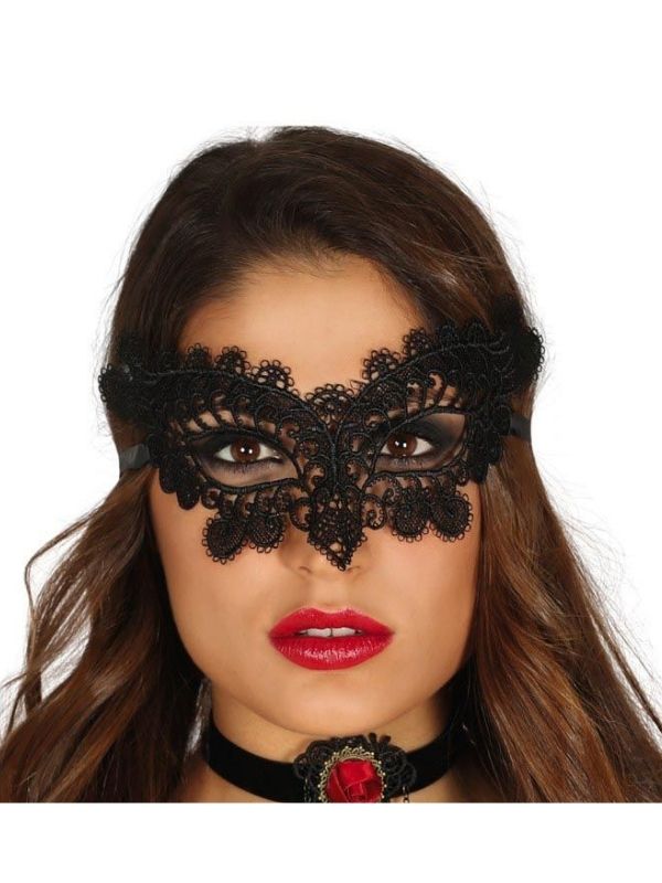 Maschera Di Carnevale Ricamata Nera 