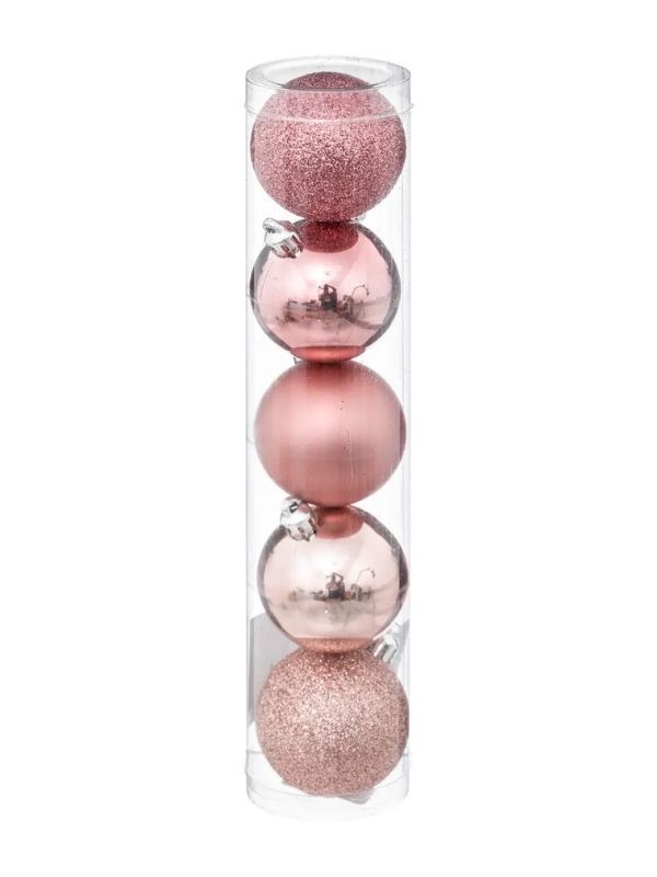 Boules De Noël Rose 5 Pièces 5Cm