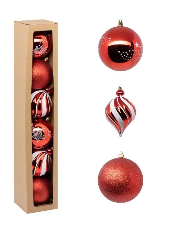 Decorazioni Per L'Albero Di Natale Rosso E Bianco 6 Pezzi 10Cm