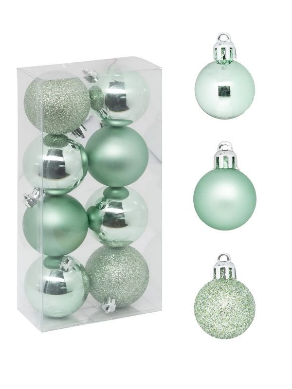 Boules De Noël Vert Amande 8 Pièces 7Cm