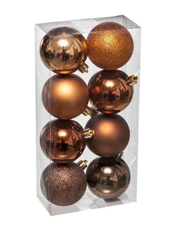 Boules De Noël Bronze 8 Pièces 7Cm