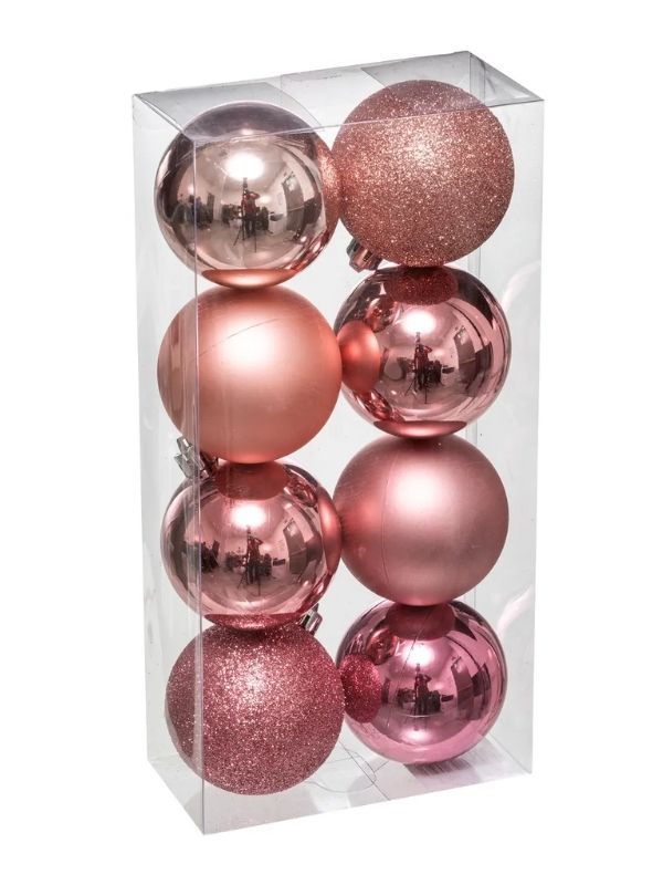 Boules De Noël Rose 8 Pièces 7Cm