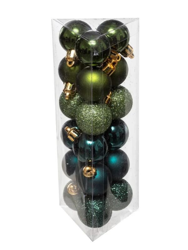 Boules De Noël Vert Olive 18 Pièces 3Cm