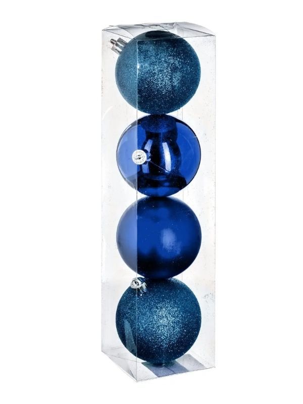 Boules De Noël Bleu Nuit 4 Pièces 8Cm