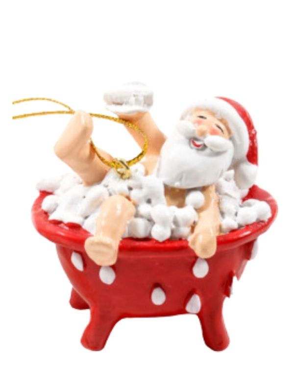 Pendente Natalizio Babbo Natale In Vasca Da Bagno 8Cm