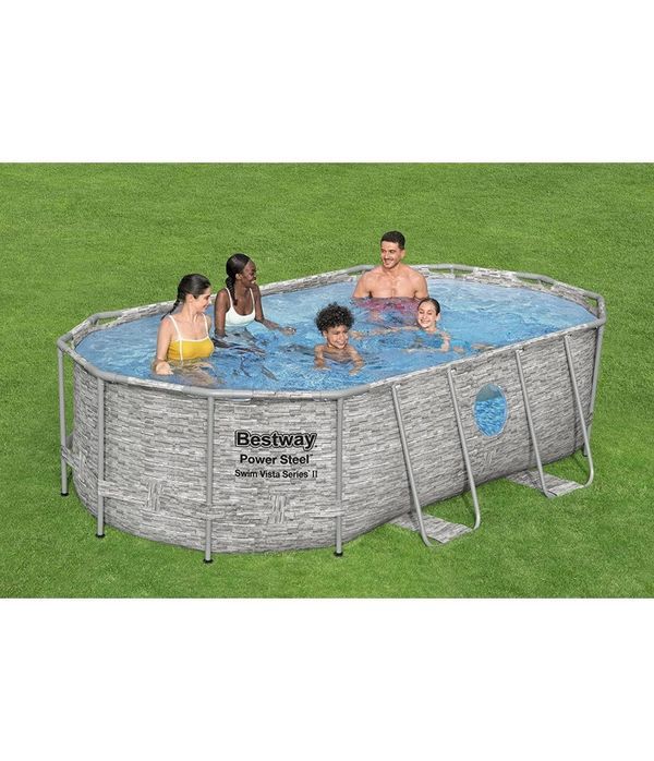 BESTWAY Piscine Ovale Power Steel Swim Avec Oblò 427X250XH100Cm