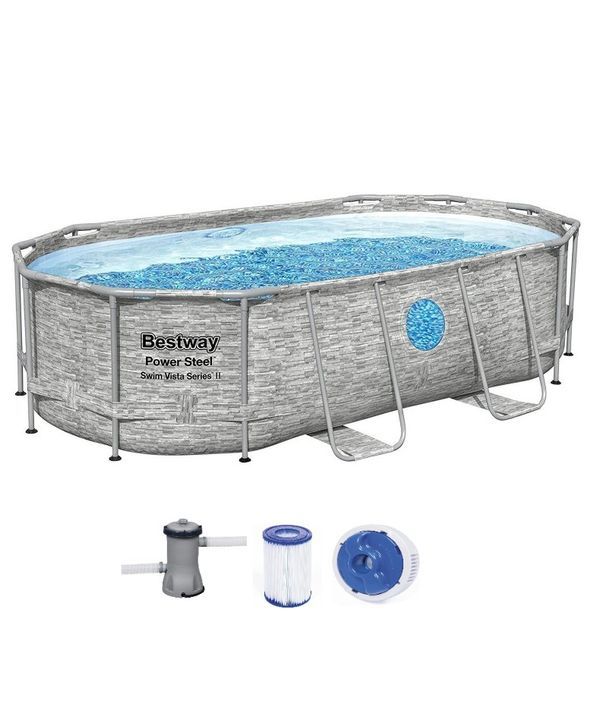 BESTWAY Ovaler Pool Power Steel Swim Mit Oblò 427X250XH100Cm