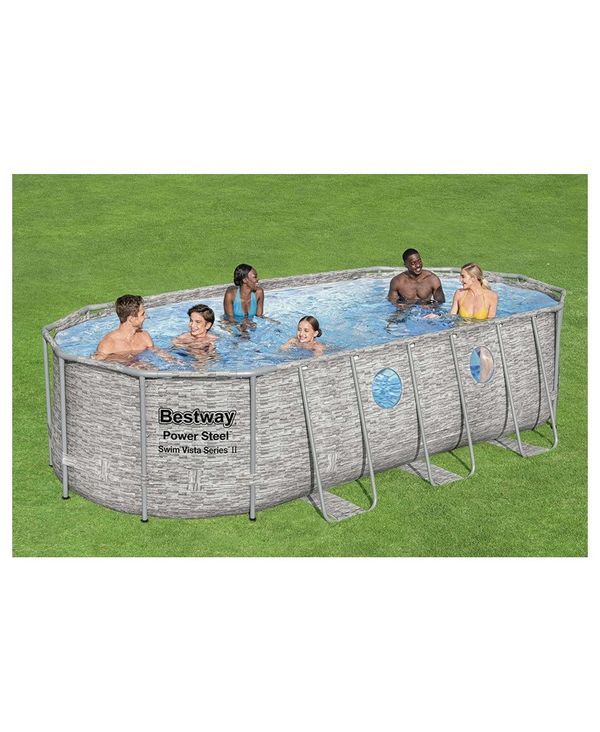 BESTWAY Piscine Ovale Power Steel Swim Avec Oblò 549X274XH122Cm