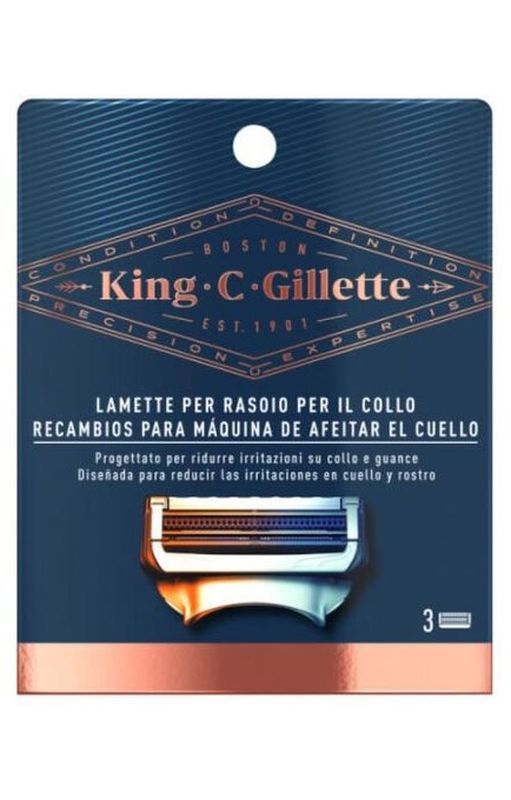 GILLETTE Ersatz-Hals-Rasierklingen King C 3 Stücke