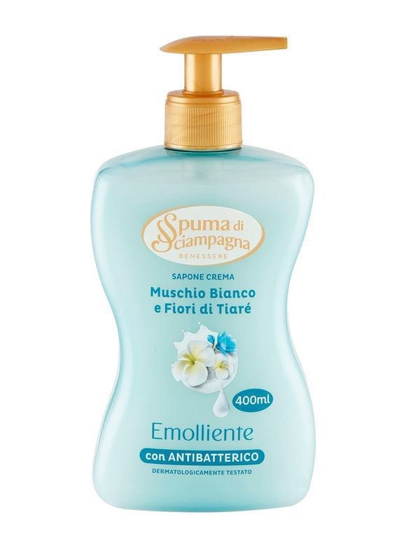 SPUMA DI SCIAMPAGNA Savon En Crème Musc Blanc Et Fleurs De Tiaré 400Ml