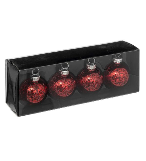 4 Boules De Noël Rouges Marqueur De Lieu 