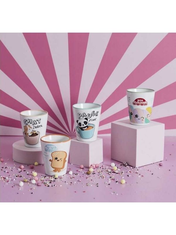 Tasse Kawaii Café En Céramique 7Cl - Assortis