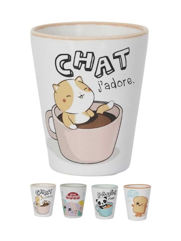 Tasse Kawaii Café En Céramique 7Cl - Assortis