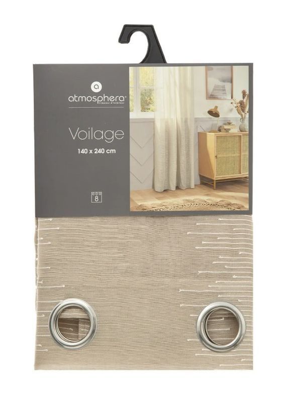 Voilage Stoff Ringvorhang Liah Beige 140X240Cm