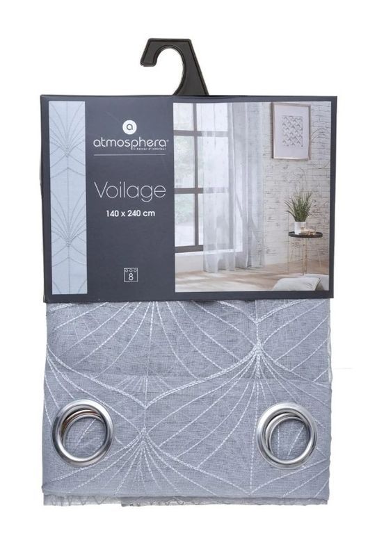 Voilage Stoff Ringvorhang Mia Grau 140X240Cm