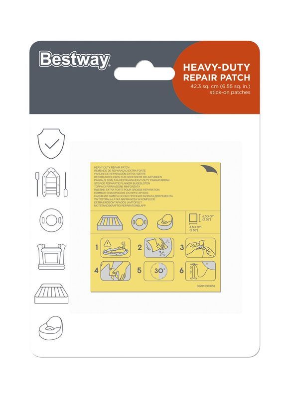 BESTWAY Kit Di Riparazione Autoadesivi 10 Pezzi 6.5X6.5Cm