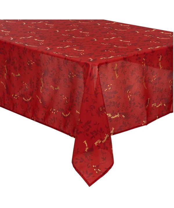 Nappe De Noël Anti-Tache Rouge Et Or 140X360Cm