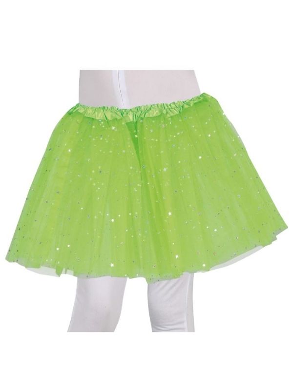 Tutu Di Carnevale Per Bambini Con Stelle Verde Lime 30Cm