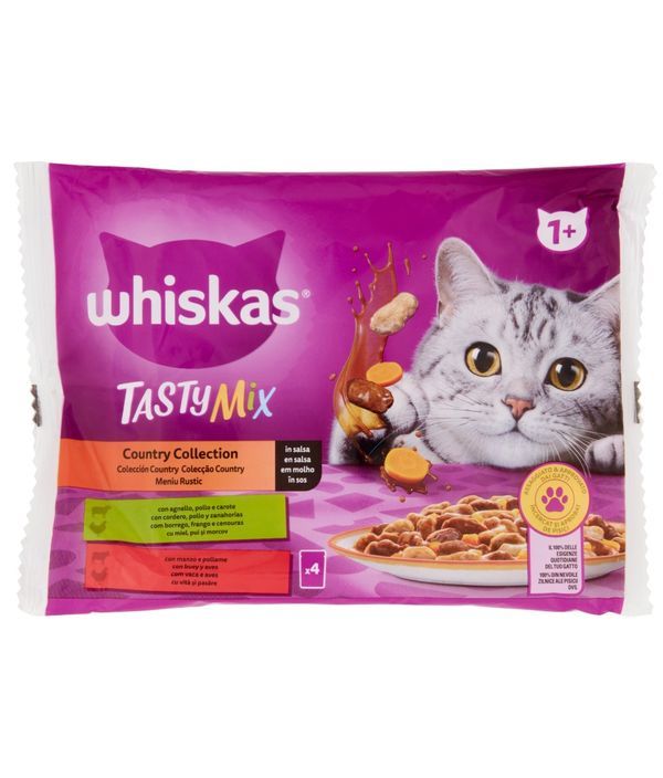 WHISKAS Tasty Mix Aliments Humides Agneau, Poulet, Bœuf Et Légumes 4X85G