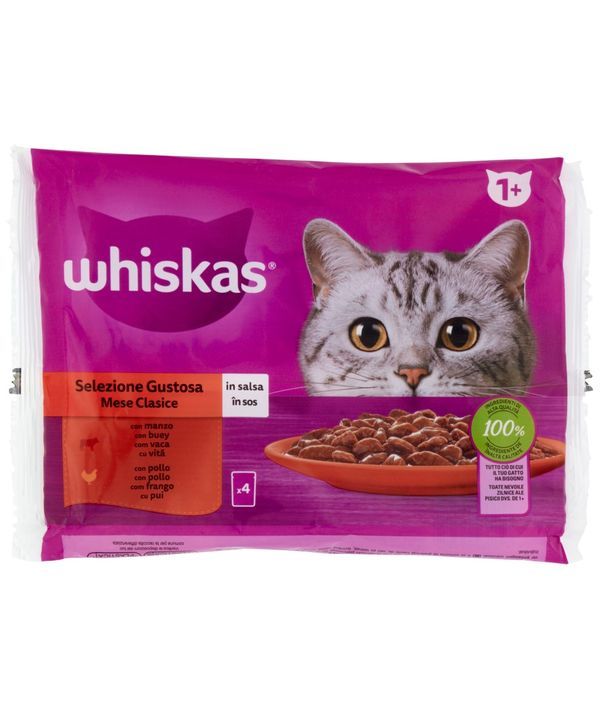 WHISKAS Selezione Gustosa Aliments Humides Bœuf Et Poulet 4X85G