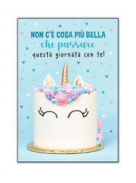 Biglietto Di Buon Compleanno - Torta Unicorno